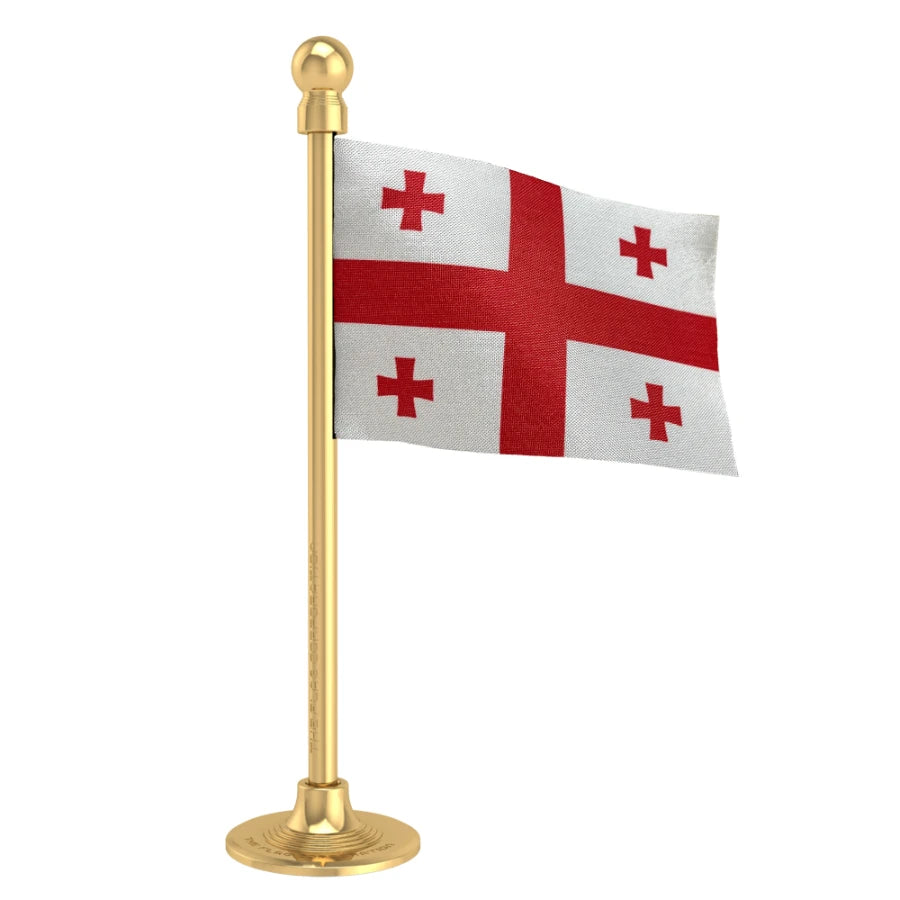 Georgia Car Dashboard Flag of 2in x 3in With A Steel or Plastic Base