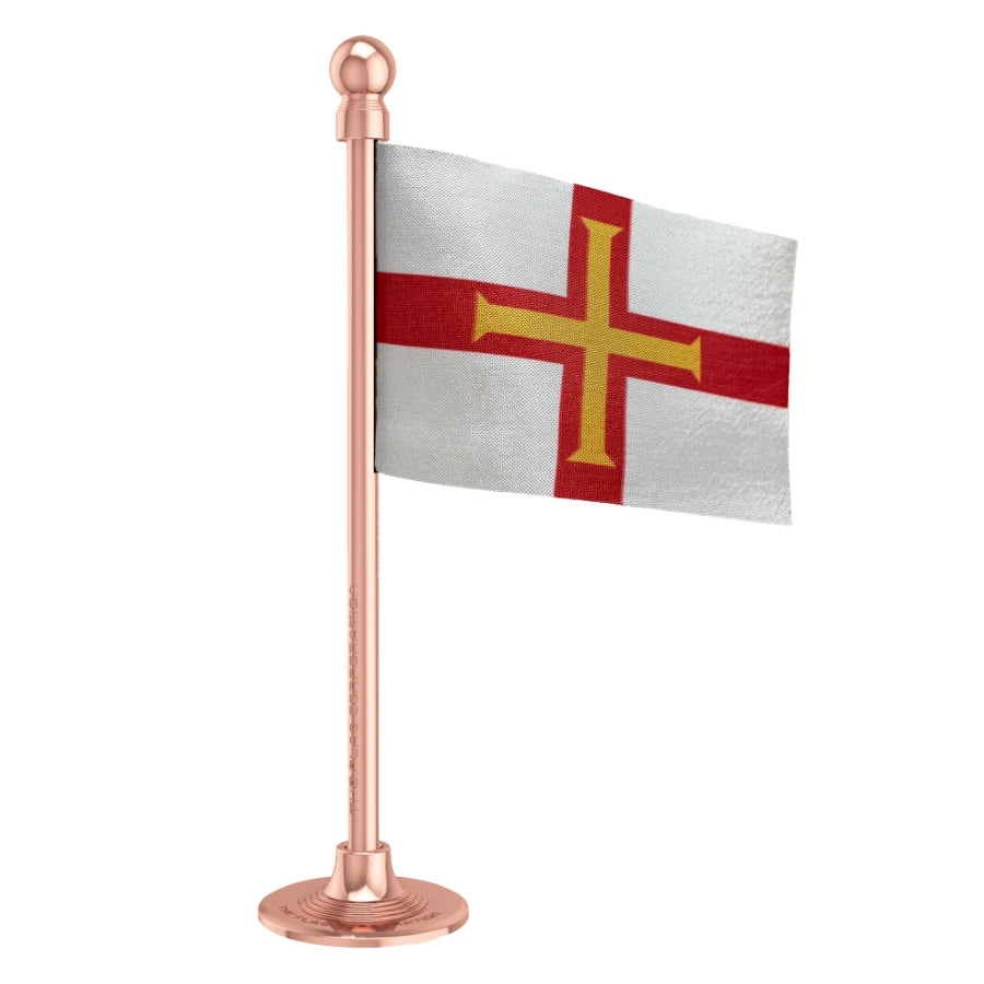 Guernsey Car Dashboard Flag of 2in x 3in With A Steel or Plastic Base