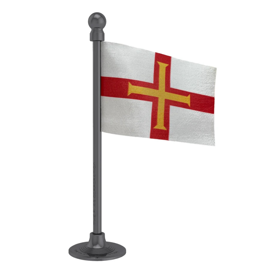 Guernsey Car Dashboard Flag of 2in x 3in With A Steel or Plastic Base