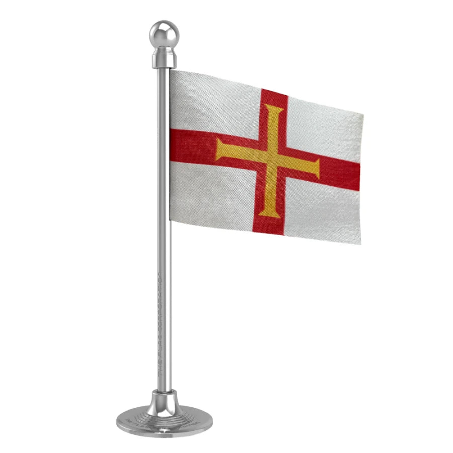 Guernsey Car Dashboard Flag of 2in x 3in With A Steel or Plastic Base
