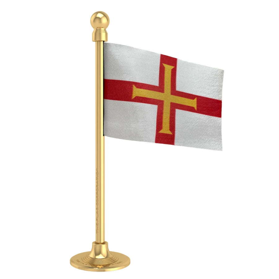 Guernsey Car Dashboard Flag of 2in x 3in With A Steel or Plastic Base