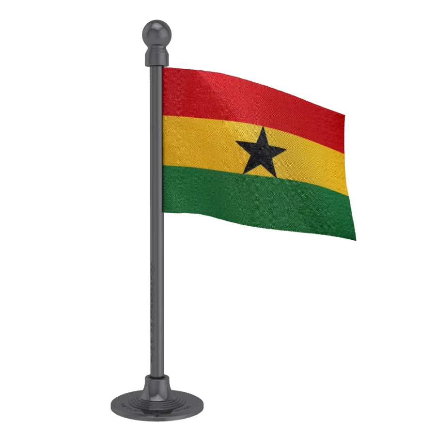 Ghana Car Dashboard Flag of 2in x 3in With A Steel or Plastic Base