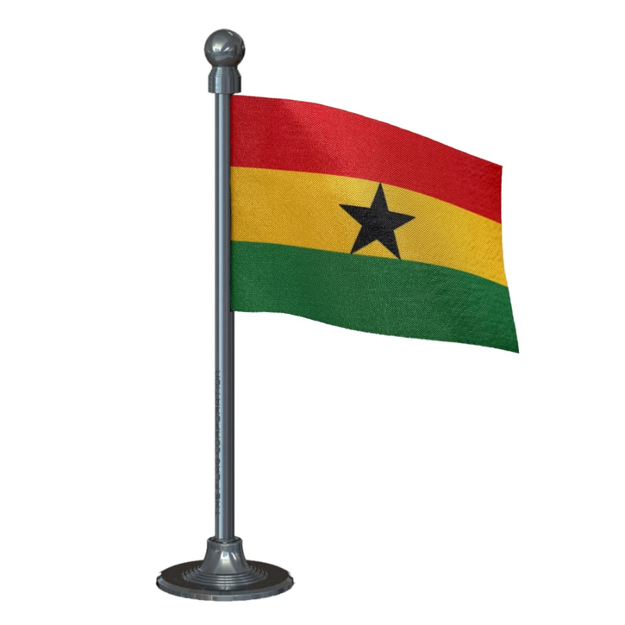 Ghana Car Dashboard Flag of 2in x 3in With A Steel or Plastic Base