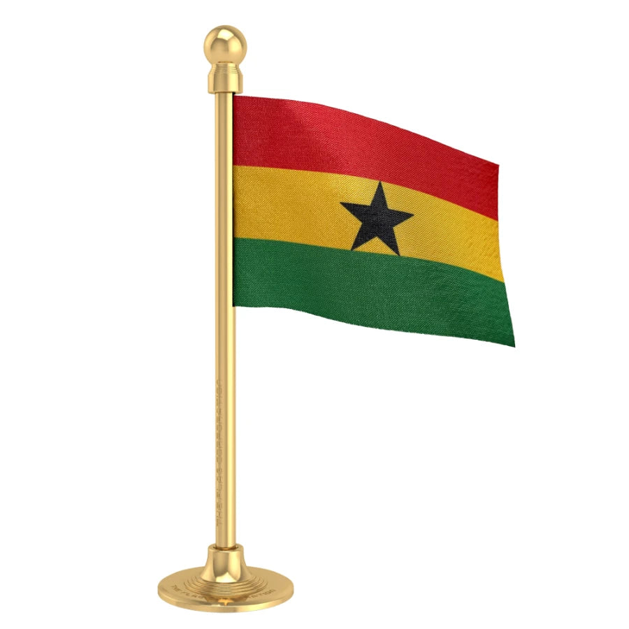 Ghana Car Dashboard Flag of 2in x 3in With A Steel or Plastic Base