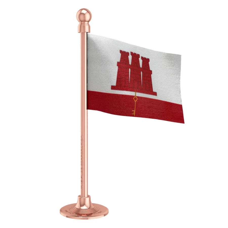 Gibraltar Car Dashboard Flag of 2in x 3in With A Steel or Plastic Base