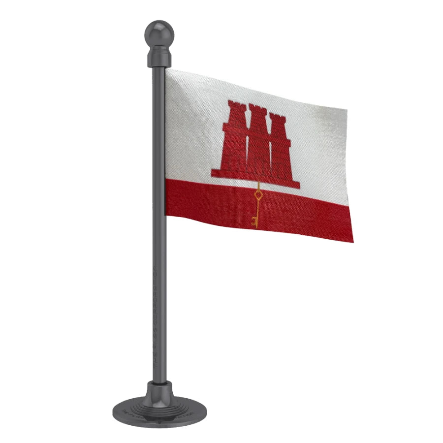Gibraltar Car Dashboard Flag of 2in x 3in With A Steel or Plastic Base
