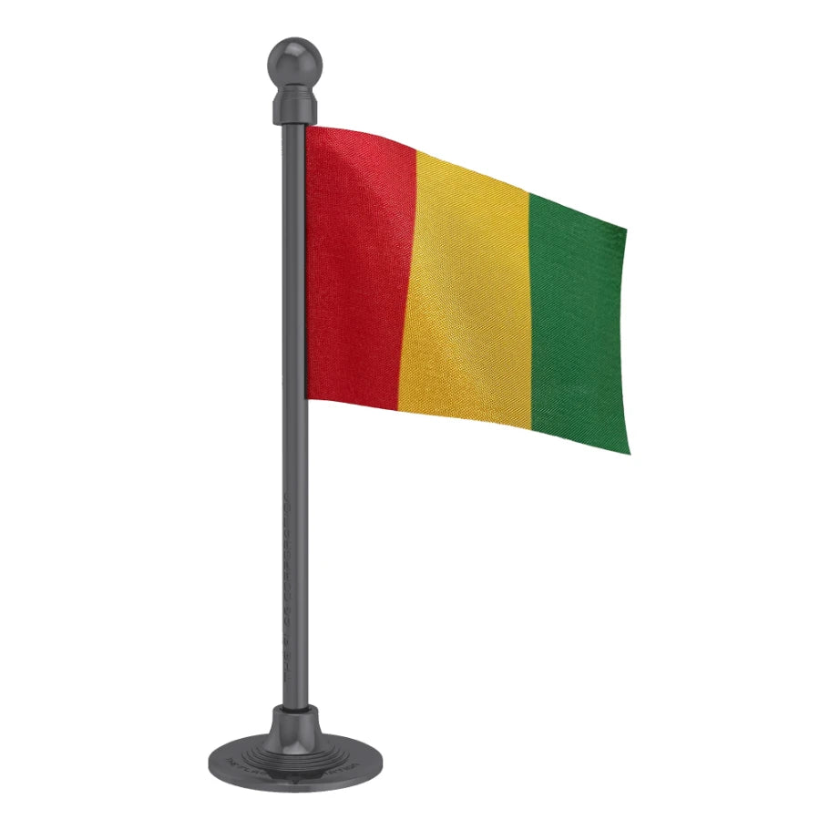 Guinea Car Dashboard Flag of 2in x 3in With A Steel or Plastic Base