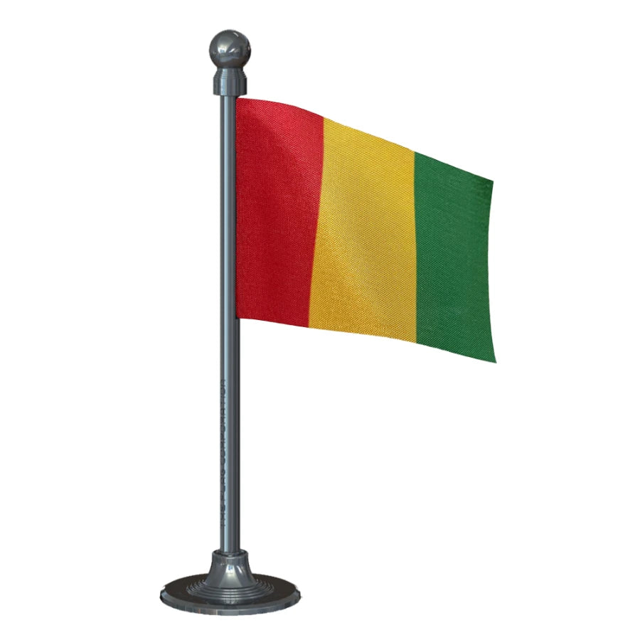 Guinea Car Dashboard Flag of 2in x 3in With A Steel or Plastic Base