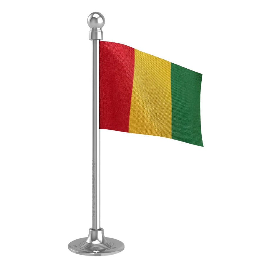 Guinea Car Dashboard Flag of 2in x 3in With A Steel or Plastic Base