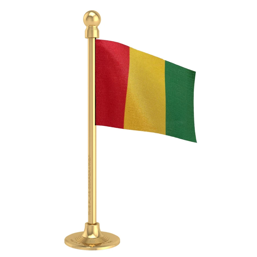 Guinea Car Dashboard Flag of 2in x 3in With A Steel or Plastic Base
