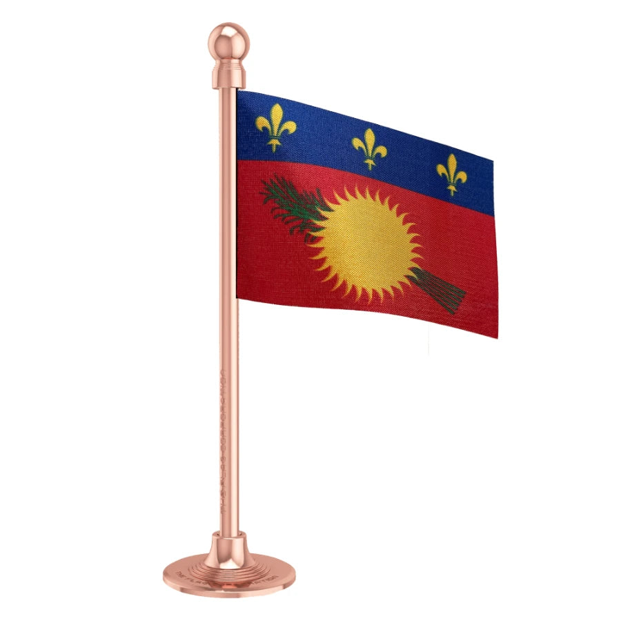 Guadeloupe Car Dashboard Flag of 2in x 3in With A Steel or Plastic Base