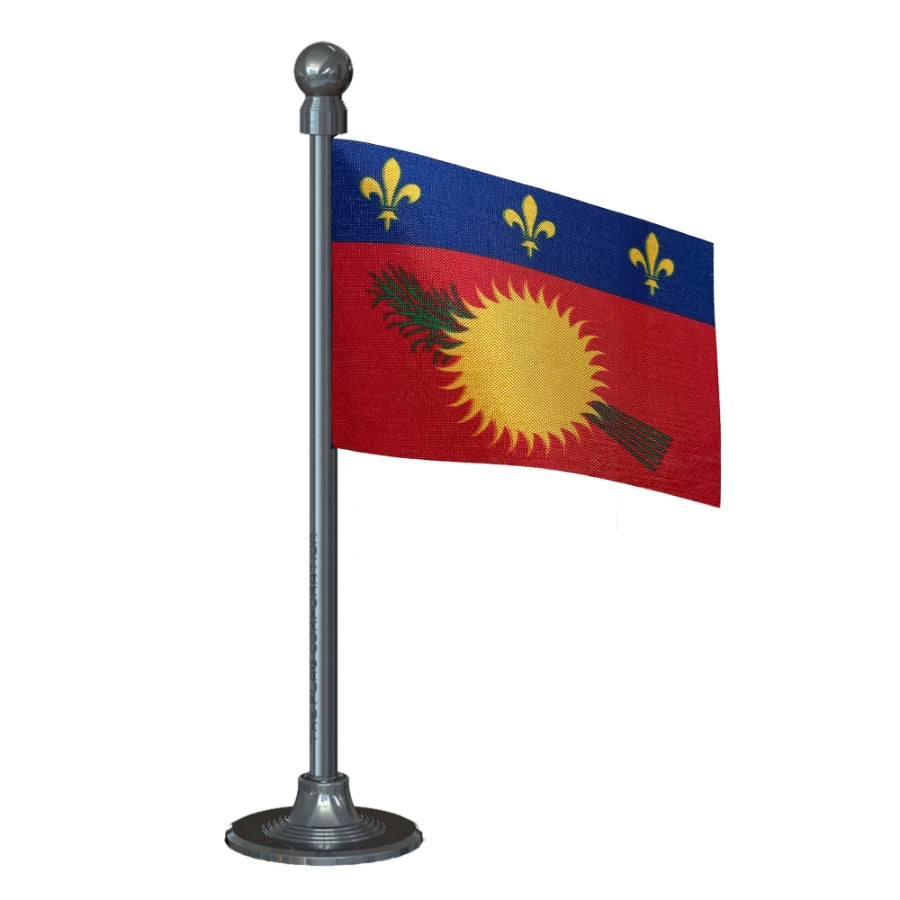 Guadeloupe Car Dashboard Flag of 2in x 3in With A Steel or Plastic Base