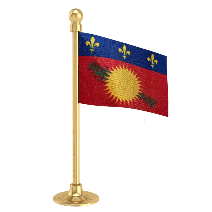 Guadeloupe Car Dashboard Flag of 2in x 3in With A Steel or Plastic Base