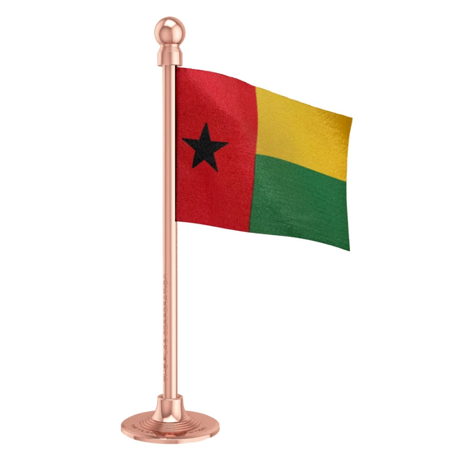 Guinea-Bissau Car Dashboard Flag of 2in x 3in With A Steel or Plastic Base