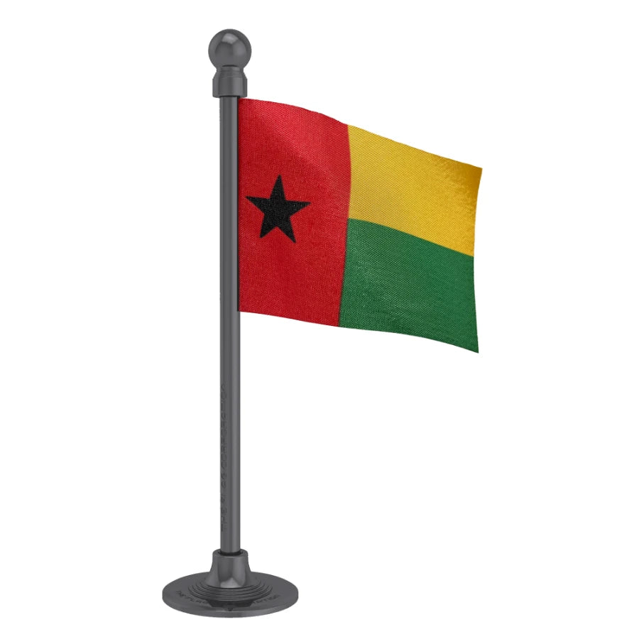 Guinea-Bissau Car Dashboard Flag of 2in x 3in With A Steel or Plastic Base