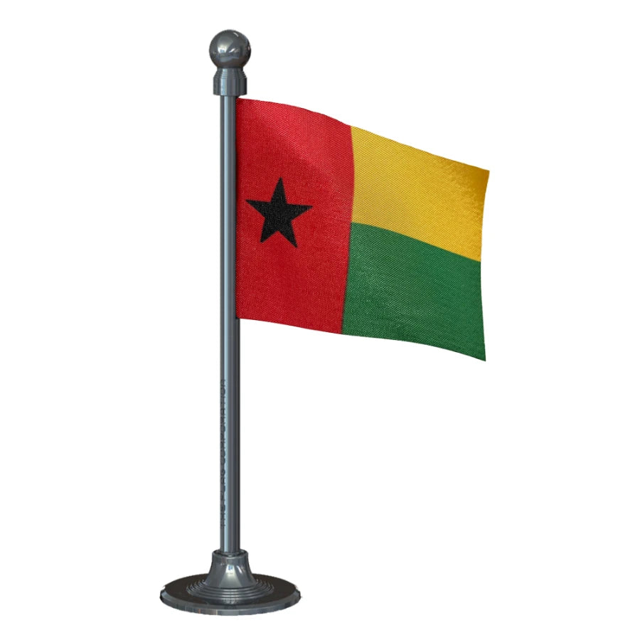 Guinea-Bissau Car Dashboard Flag of 2in x 3in With A Steel or Plastic Base