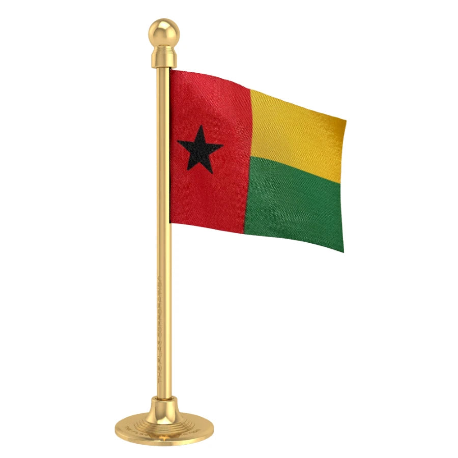 Guinea-Bissau Car Dashboard Flag of 2in x 3in With A Steel or Plastic Base