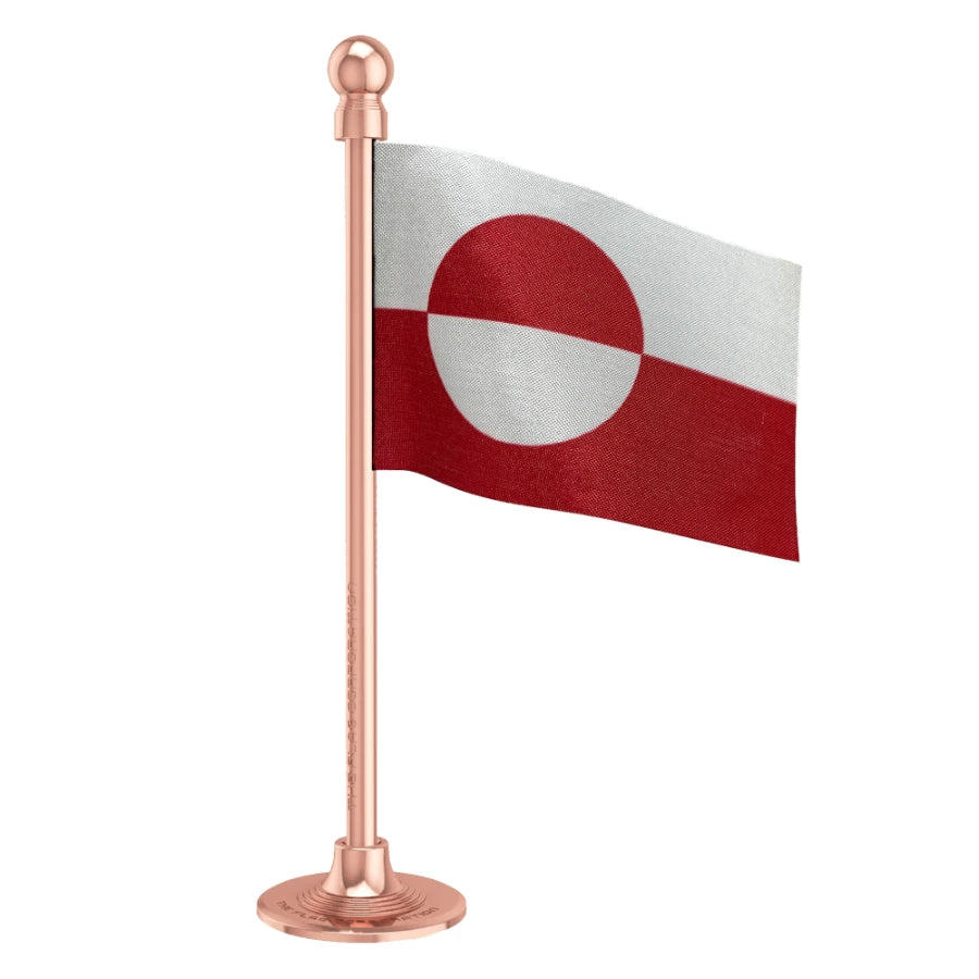 Greenland Car Dashboard Flag of 2in x 3in With A Steel or Plastic Base
