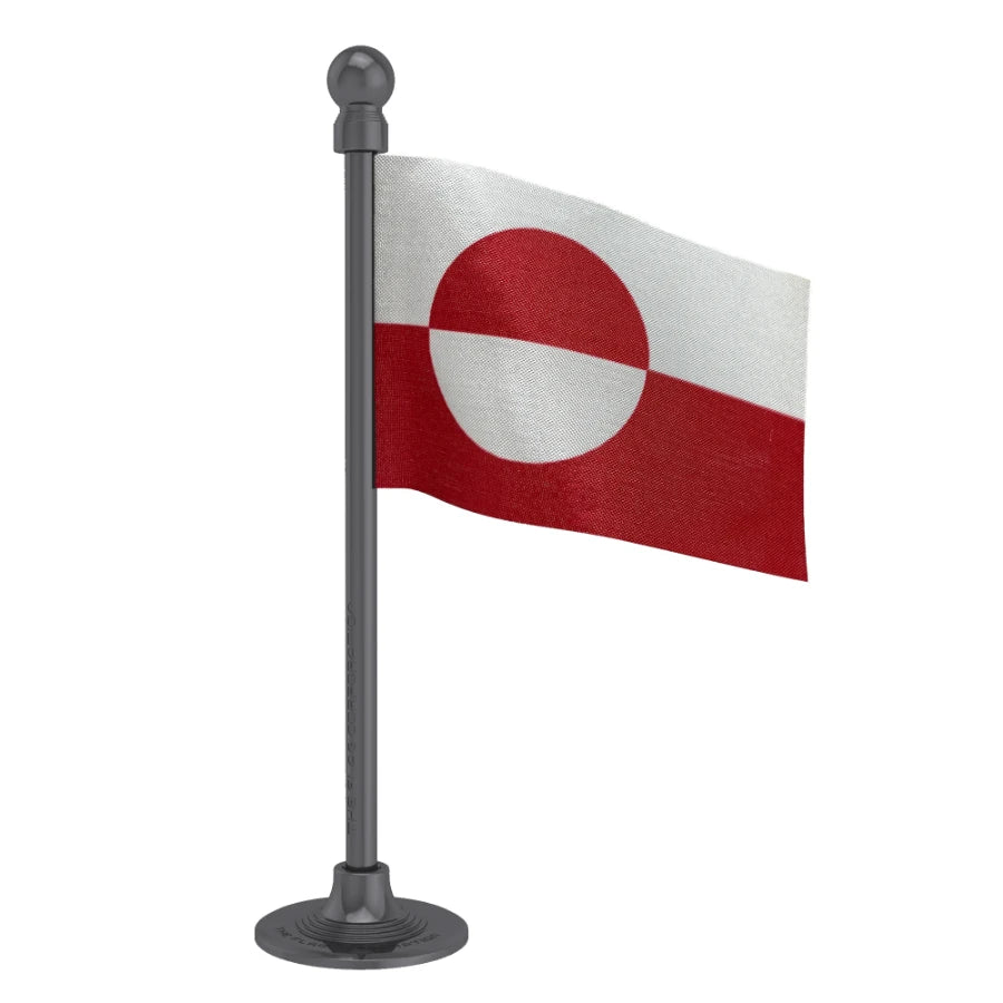 Greenland Car Dashboard Flag of 2in x 3in With A Steel or Plastic Base