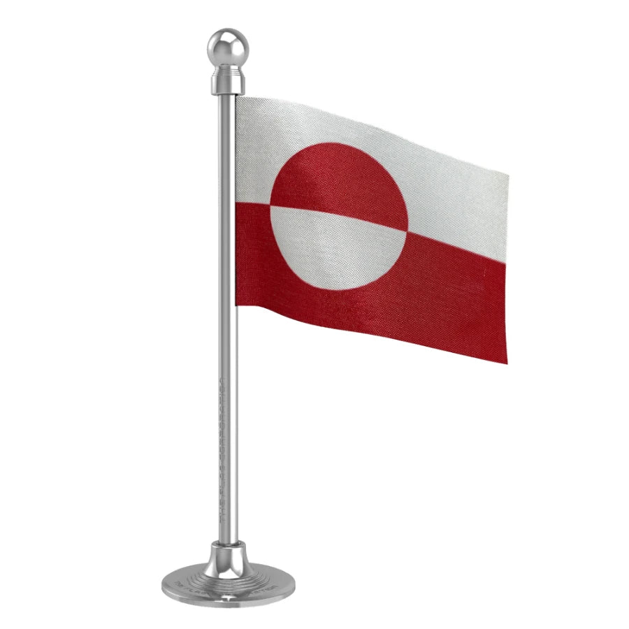 Greenland Car Dashboard Flag of 2in x 3in With A Steel or Plastic Base