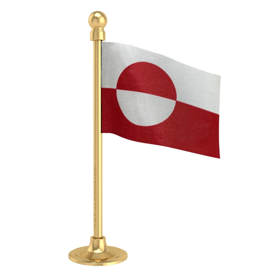 Greenland Car Dashboard Flag of 2in x 3in With A Steel or Plastic Base