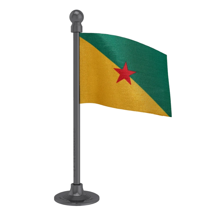 French Guiana Car Dashboard Flag of 2in x 3in With A Steel or Plastic Base