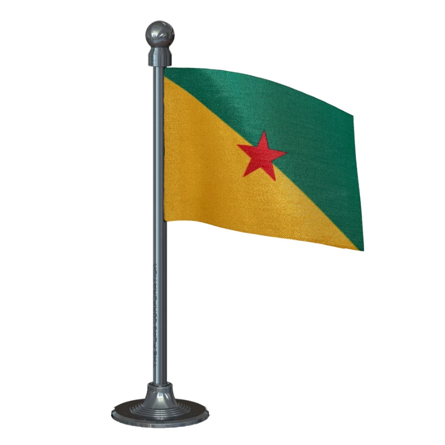 French Guiana Car Dashboard Flag of 2in x 3in With A Steel or Plastic Base