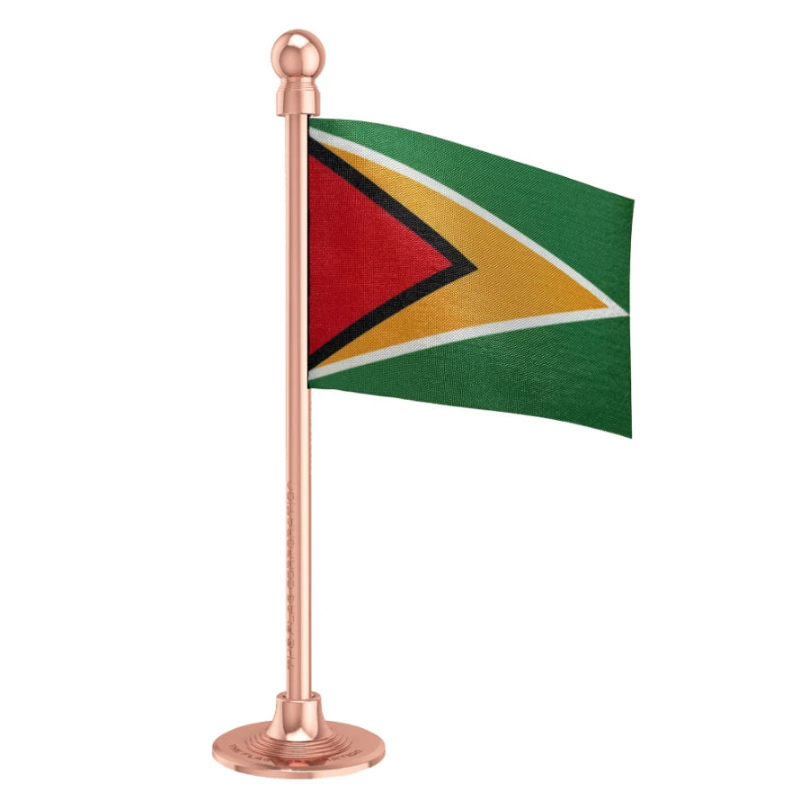 Guyana Car Dashboard Flag of 2in x 3in With A Steel or Plastic Base