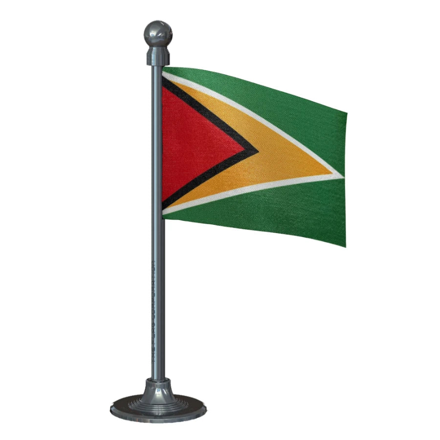Guyana Car Dashboard Flag of 2in x 3in With A Steel or Plastic Base