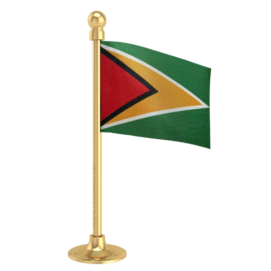 Guyana Car Dashboard Flag of 2in x 3in With A Steel or Plastic Base