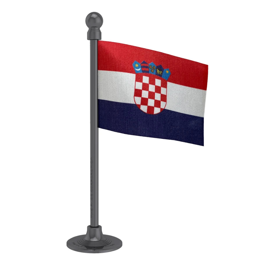 Croatia Car Dashboard Flag of 2in x 3in With A Steel or Plastic Base