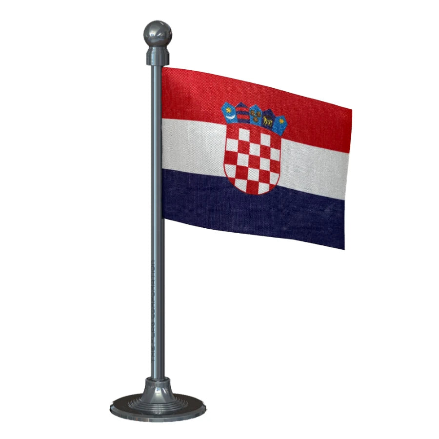 Croatia Car Dashboard Flag of 2in x 3in With A Steel or Plastic Base