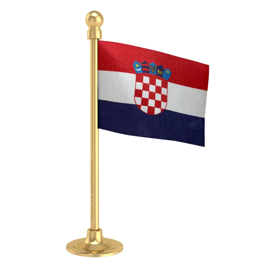 Croatia Car Dashboard Flag of 2in x 3in With A Steel or Plastic Base