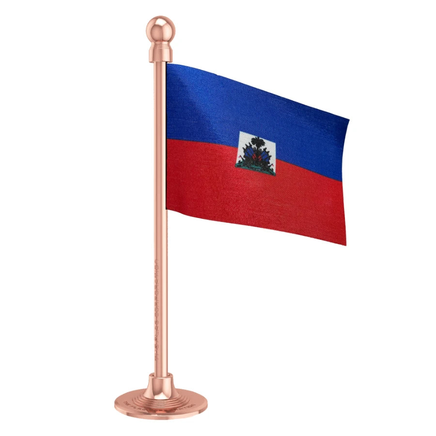 Haiti Car Dashboard Flag of 2in x 3in With A Steel or Plastic Base