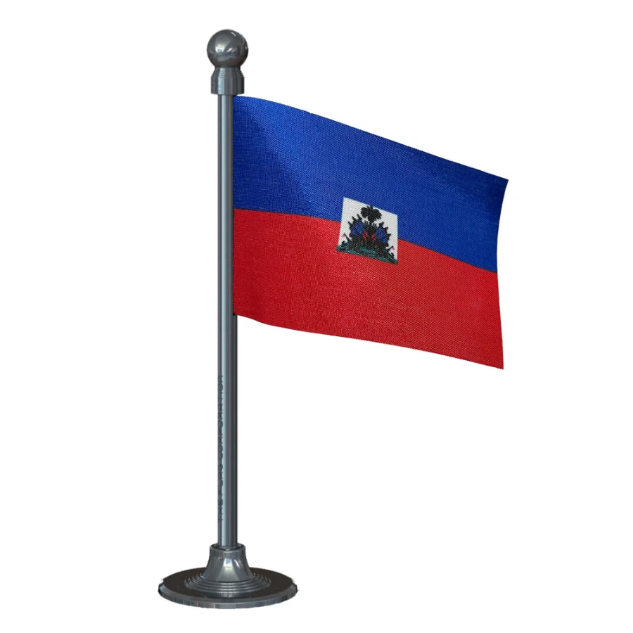 Haiti Car Dashboard Flag of 2in x 3in With A Steel or Plastic Base