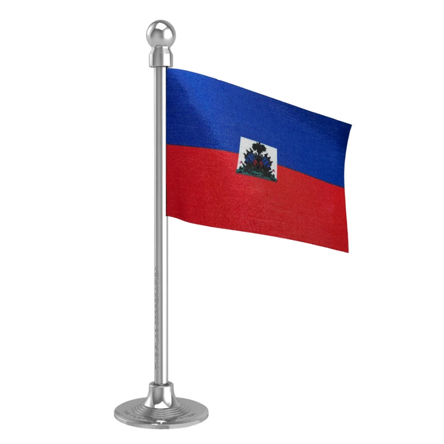 Haiti Car Dashboard Flag of 2in x 3in With A Steel or Plastic Base