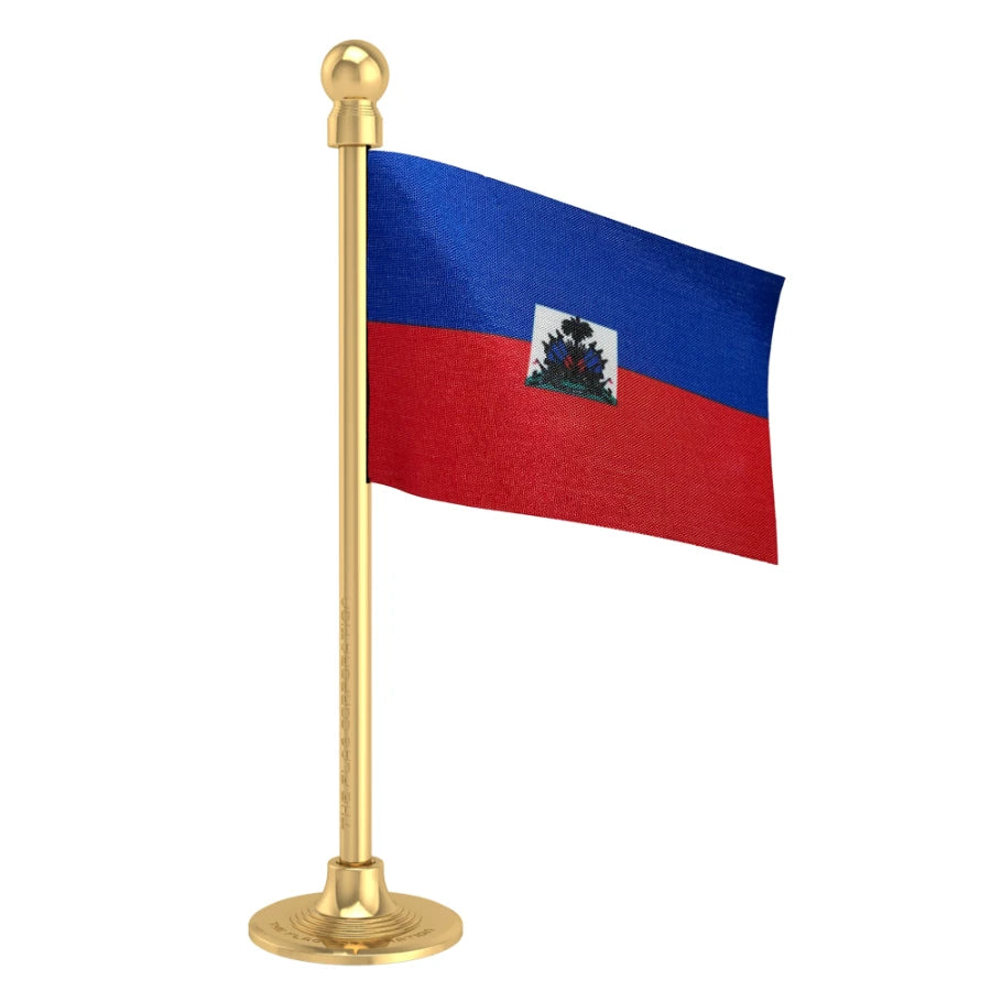 Haiti Car Dashboard Flag of 2in x 3in With A Steel or Plastic Base