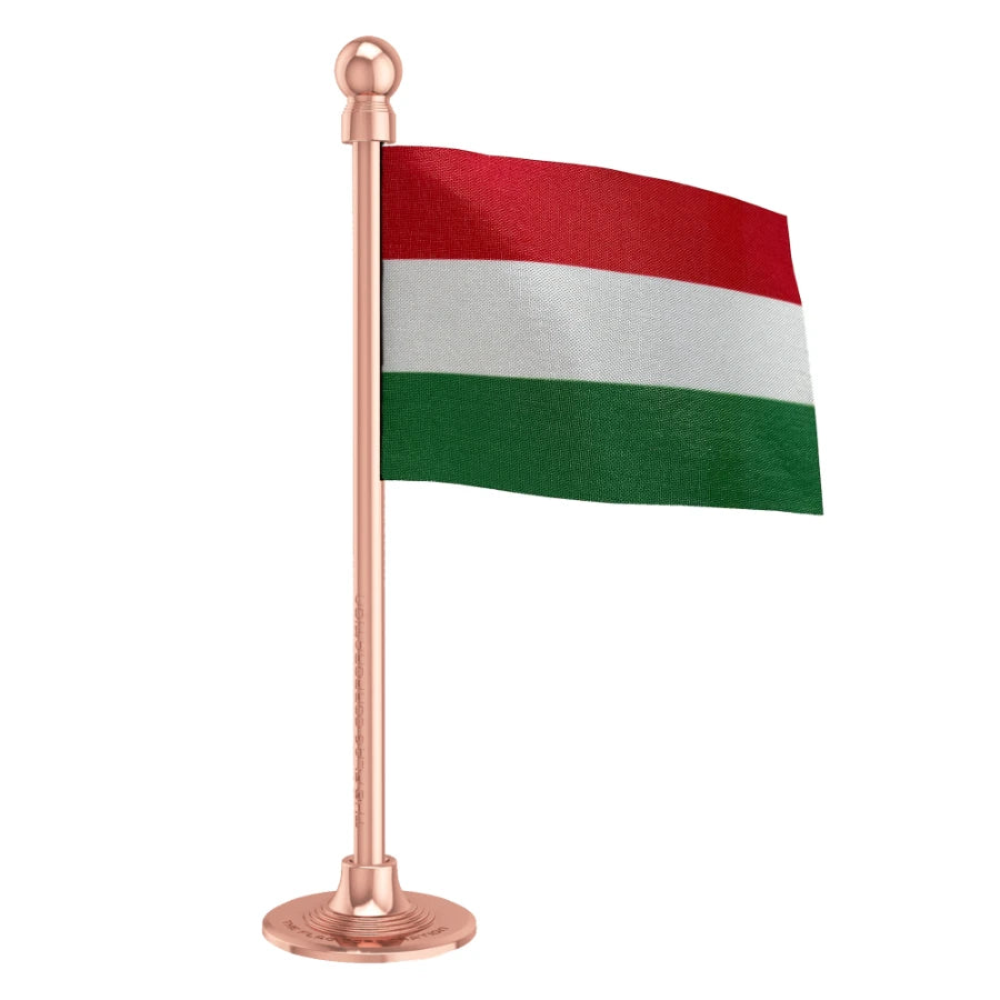 Hungary Car Dashboard Flag of 2in x 3in With A Steel or Plastic Base