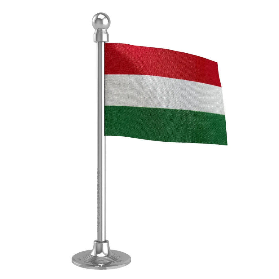 Hungary Car Dashboard Flag of 2in x 3in With A Steel or Plastic Base