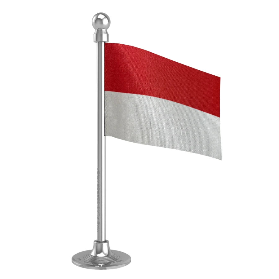 Indonesia Car Dashboard Flag of 2in x 3in With A Steel or Plastic Base