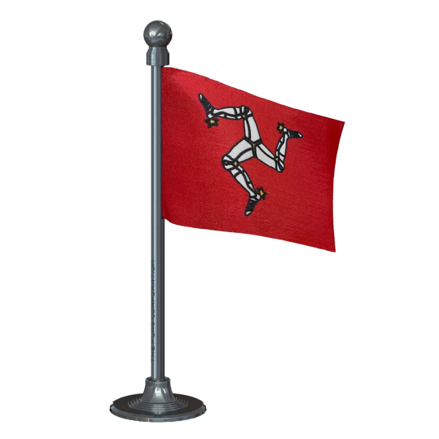 Isle of Man Car Dashboard Flag of 2in x 3in With A Steel or Plastic Base