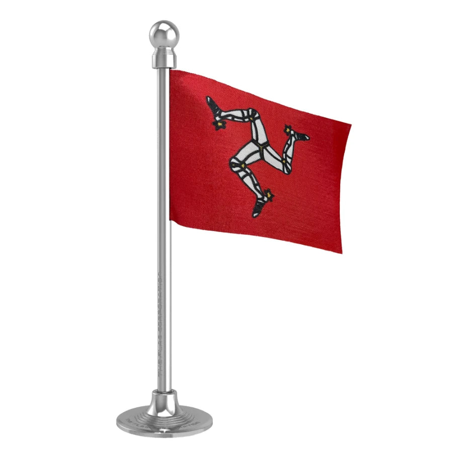 Isle of Man Car Dashboard Flag of 2in x 3in With A Steel or Plastic Base