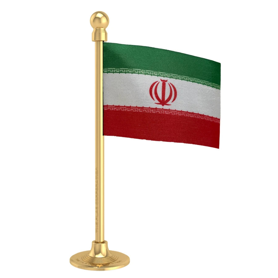 Iran Car Dashboard Flag of 2in x 3in With A Steel or Plastic Base