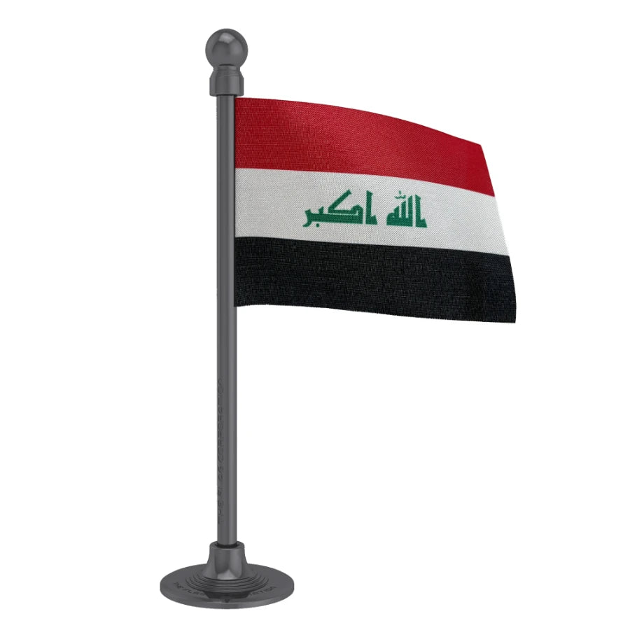 Iraq  Car Dashboard Flag of 2in x 3in With A Steel or Plastic Base