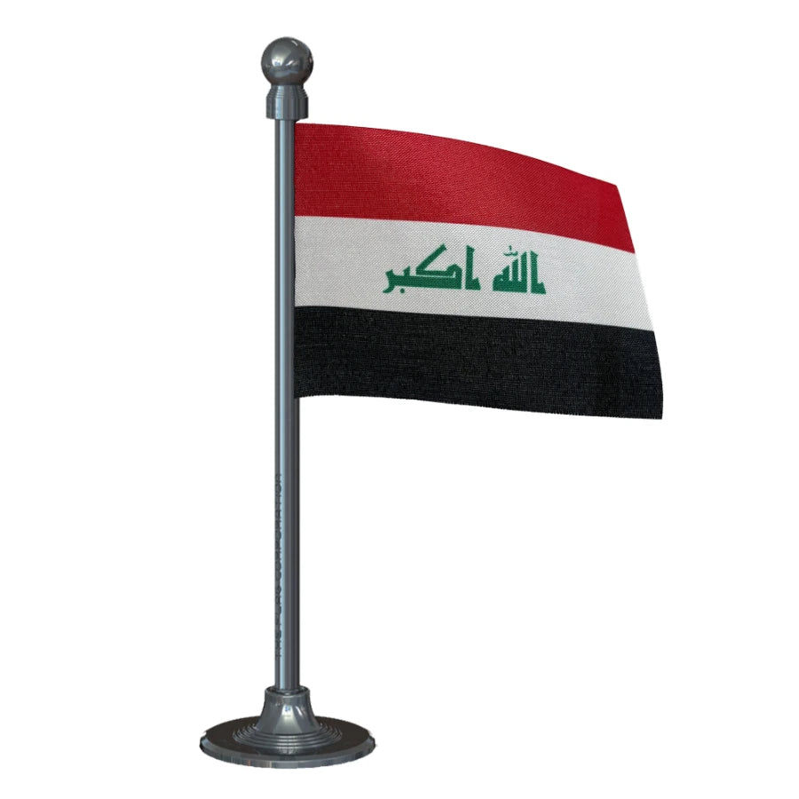 Iraq  Car Dashboard Flag of 2in x 3in With A Steel or Plastic Base