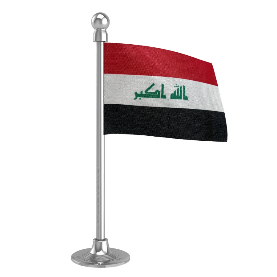 Iraq  Car Dashboard Flag of 2in x 3in With A Steel or Plastic Base