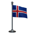 Iceland Car Dashboard Flag of 2in x 3in With A Steel or Plastic Base