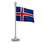 Iceland Car Dashboard Flag of 2in x 3in With A Steel or Plastic Base