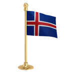 Iceland Car Dashboard Flag of 2in x 3in With A Steel or Plastic Base
