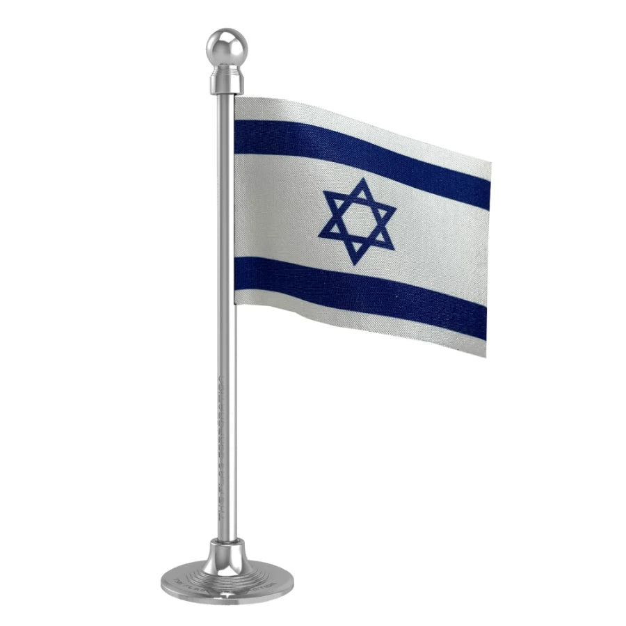 Israel Car Dashboard Flag of 2in x 3in With A Steel or Plastic Base